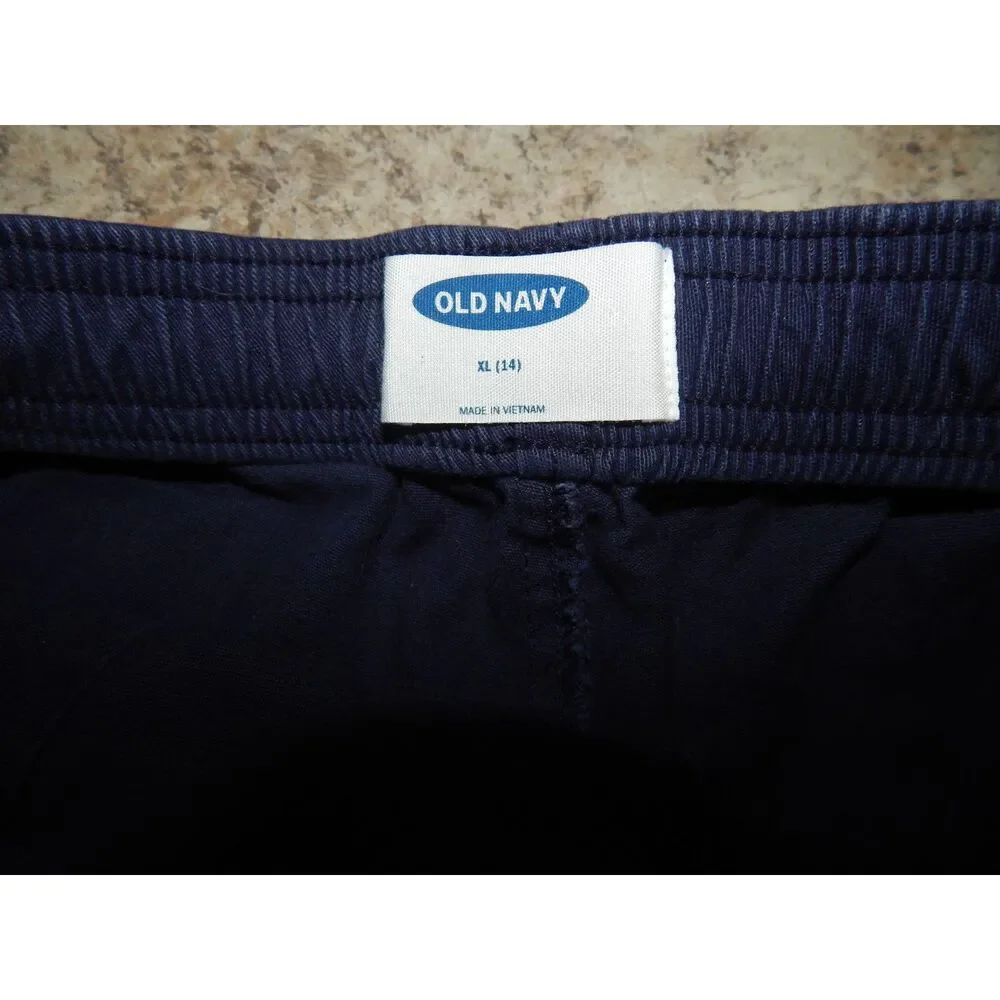 Old Navy Girls XL 14 Navy Blue Cotton Stretch Shorts Drawstring Pockets
